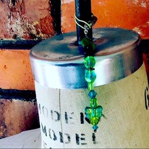 Green Aqua Cell Phone Keychain Butterfly Charm Handmade by McGlamorous